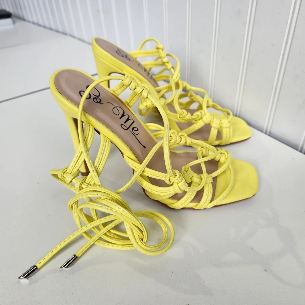 So Me yellow Strap Strappy Sandals Women Sz 6.5M US